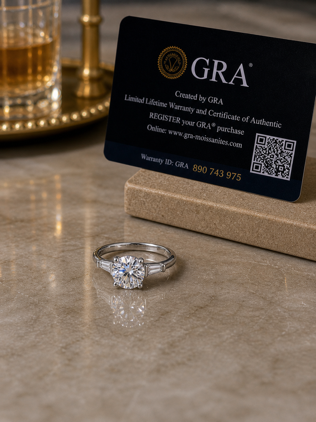 GRA certificate for Emerald Cut Ring